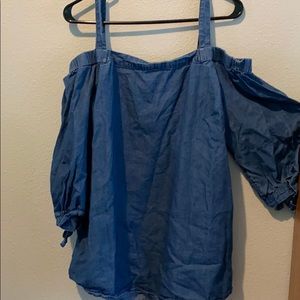 Blue off the shoulder long sleeve